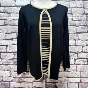 Dressbarn Black & Khaki Matching Tank & Cardigan Size 14/16